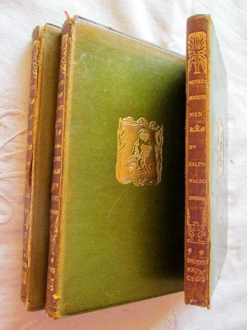 3 LEATHER BOUND FIRST ED. by RALPH WALDO EMMERSON- 170 YEAR OLD GEMS!