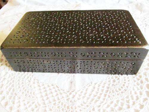 HAND CARVED WOODEN BOX - Inscription inside - MADE IN SOVIET UNION