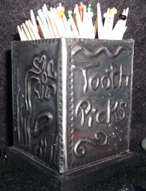 "One of a kind" Toothpicks Holder - Handcrafted by Hanli barnard - Pewter Metal finish