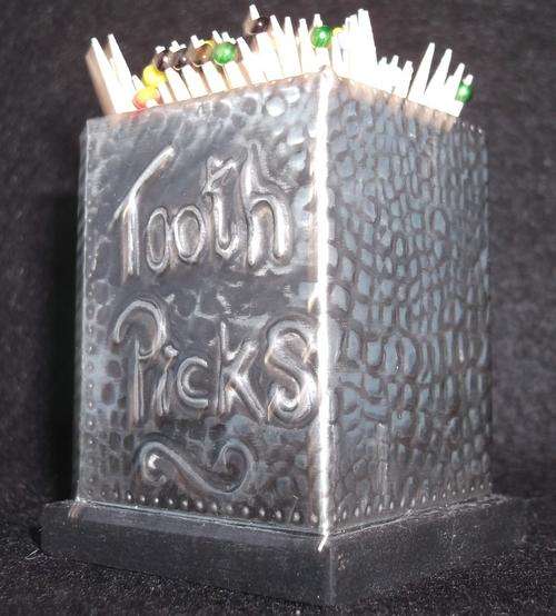 "One of a kind" Toothpic Holder - Handcrafted Pewter Art by Hanli