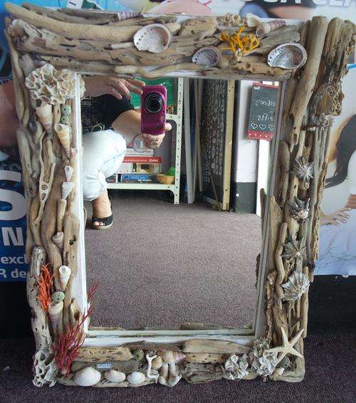 Mirror with Frame with Sea Shells & driftwood  from Jeffreys Bay Beach - Eastern Cape