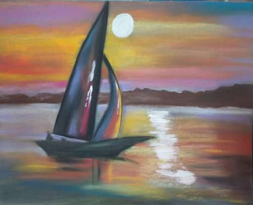 Sunset Sailing - pastels  by Hanli Delport