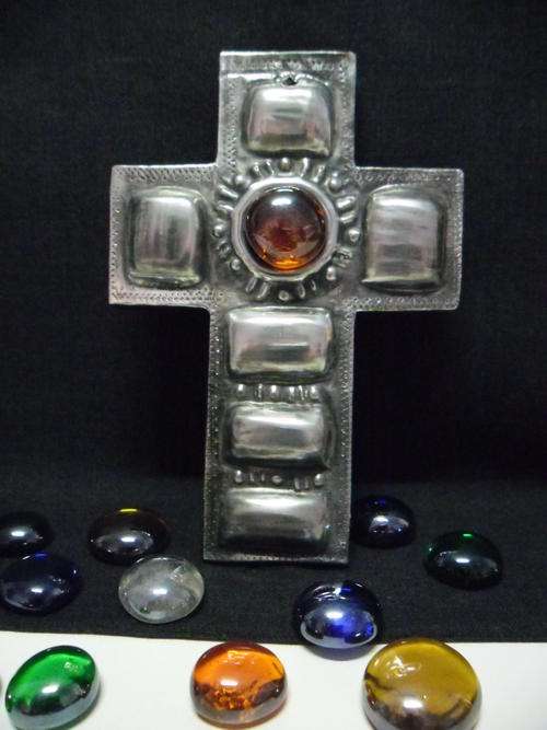 Keyring Cross with Pewter Metal finish - Handmade by Hanli Barnard