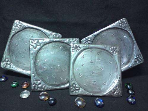 4 Piece Coasters - Handcrafted by Hanli Barnard - Pewter