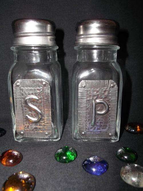 Salt & Pepper set- Handcrafted by Hanli Barnard - Pewter Art - Metal Impressions
