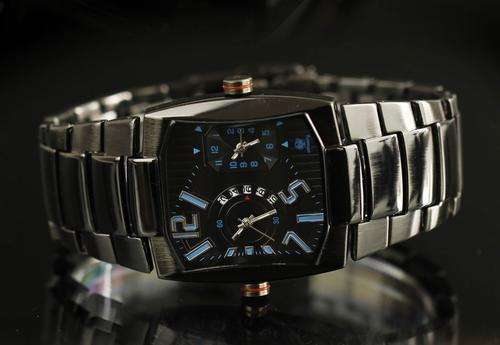 INFANTRY Black Stainless Steel Dual Time Zone with FREE Upgrade Gift box
