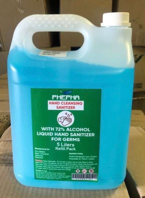 PHEPHA 72% ALCOHOL LIQUID HAND SANITISER - 5 LITRES