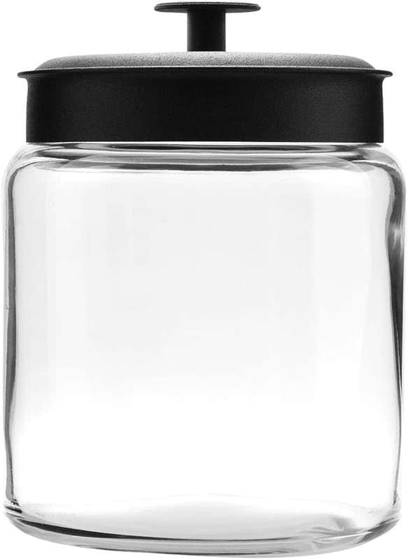 Anchor Hocking 96 Ounce Mini Montana Glass Jar with Black Metal Lid (pack of 2)