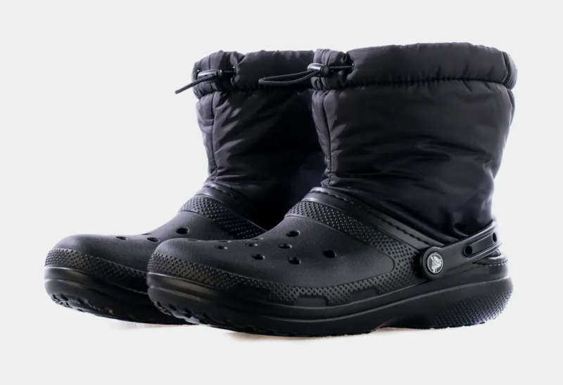 CROCS WINTER FLEECE Unisex Classic Lined Neo Puff Boot - Size UK M8 W9 (BLACK)
