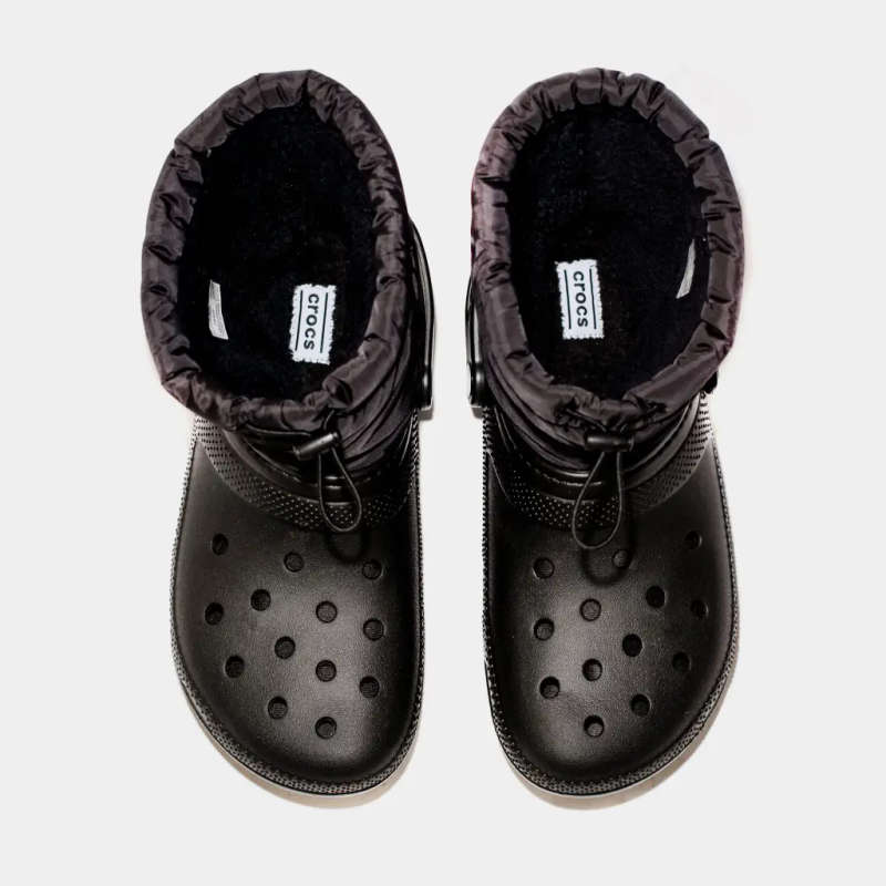 CROCS WINTER FLEECE Unisex Classic Lined Neo Puff Boot - Size UK M8 W9 (BLACK)