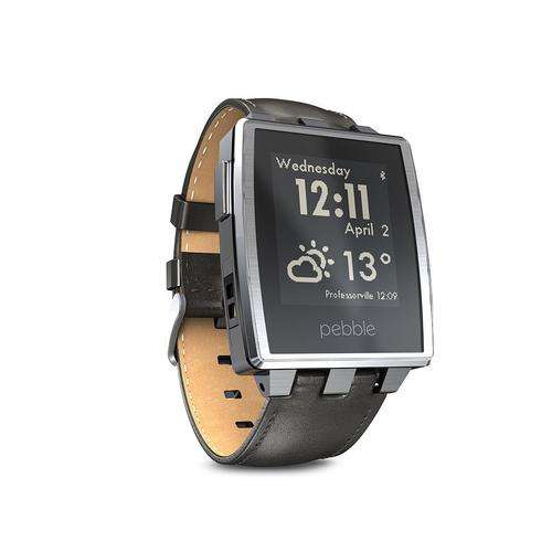 Pebble Steel Smart Watch for iPhone and Android Devices (Brushed Stainless)