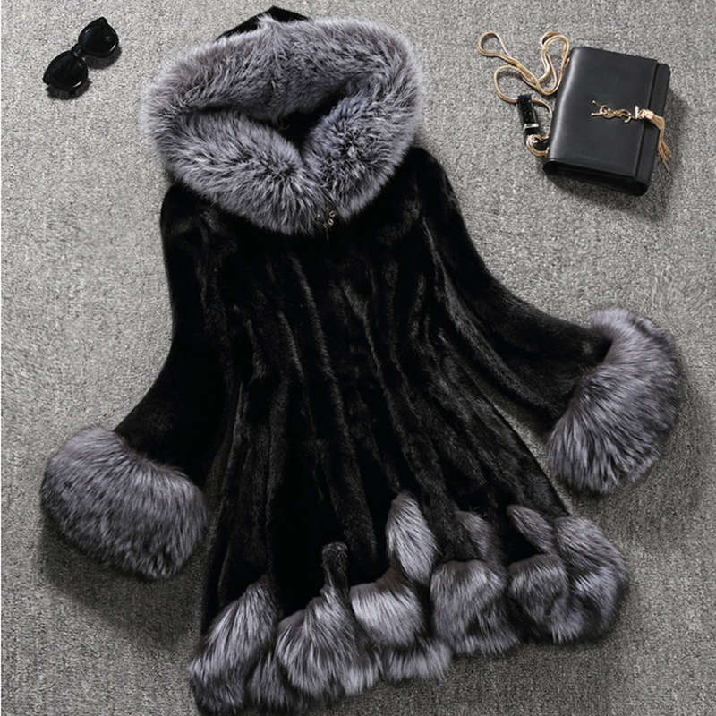 Womans Coat Winter Mink Faux Fur Coats