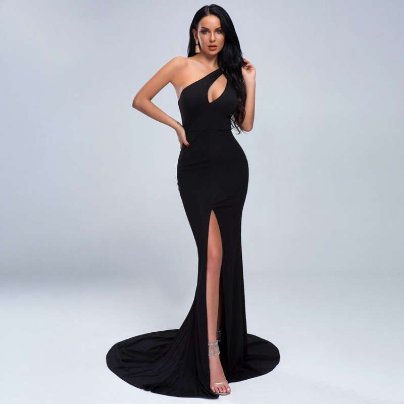Elegant Sexy One Shoulder Long Maxi Evening Party Dress