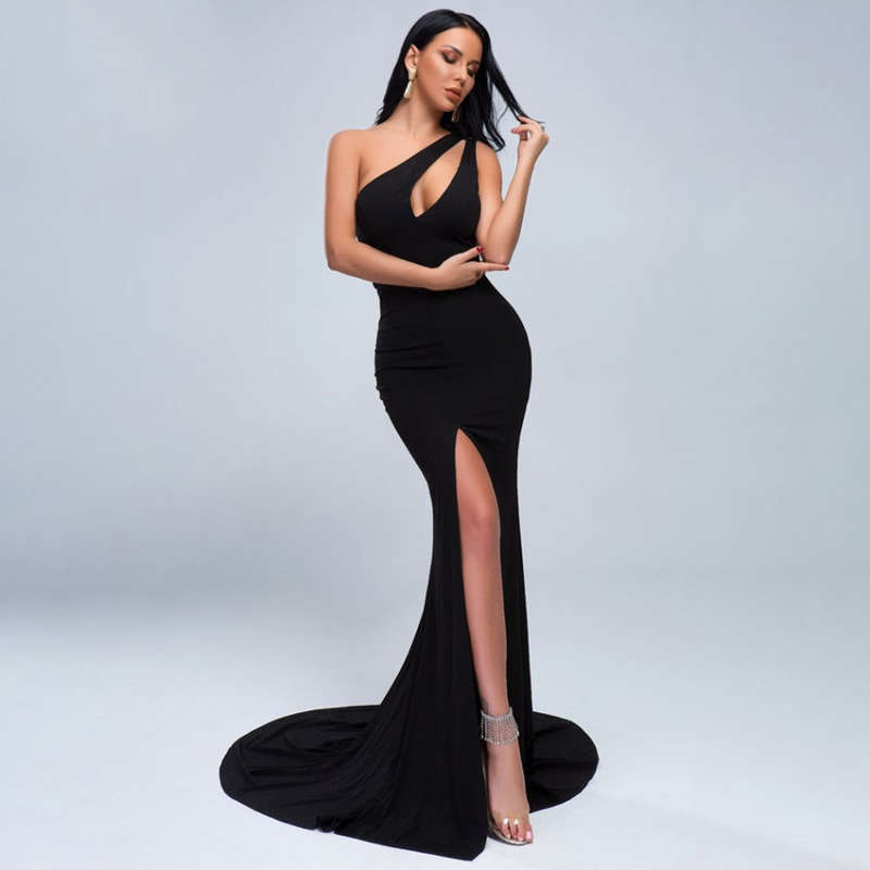 Elegant Sexy One Shoulder Long Maxi Evening Party Dress