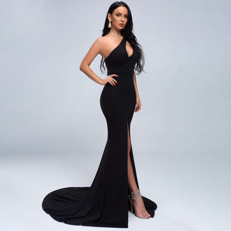 Elegant Sexy One Shoulder Long Maxi Evening Party Dress