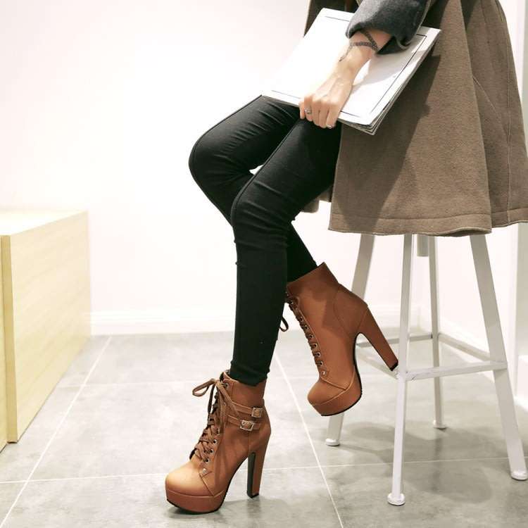Fashion Round Head Ankle Boots