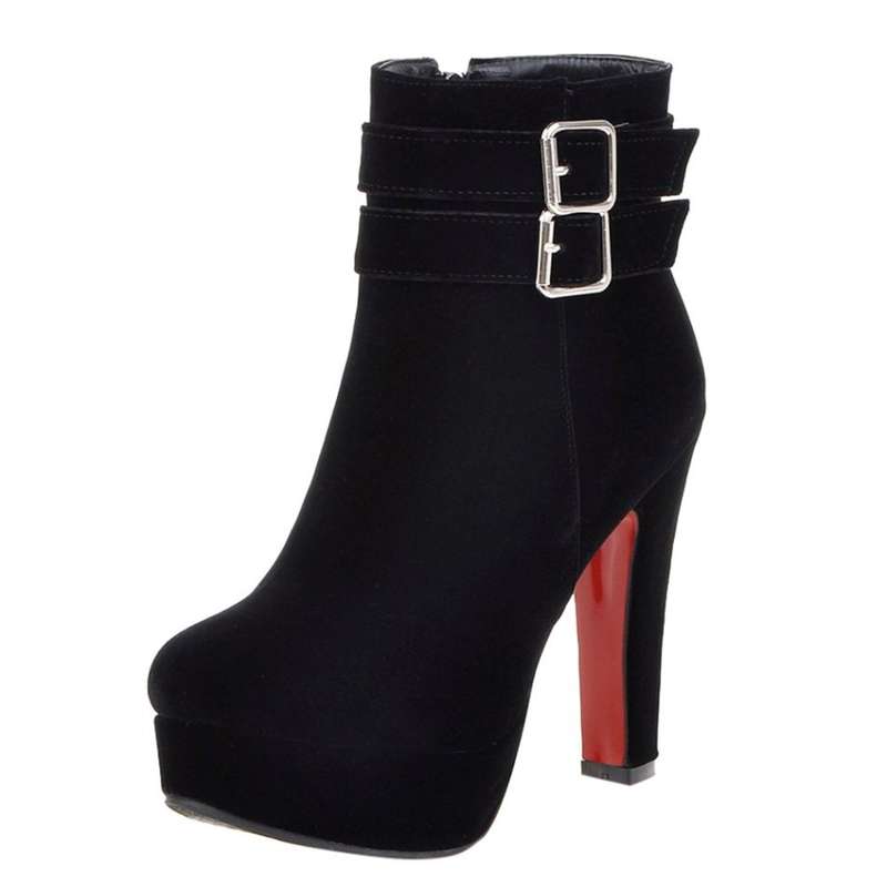 European Fashion Style Buckle High Heel Boots - SIZE 4 "LOCAL STOCK"