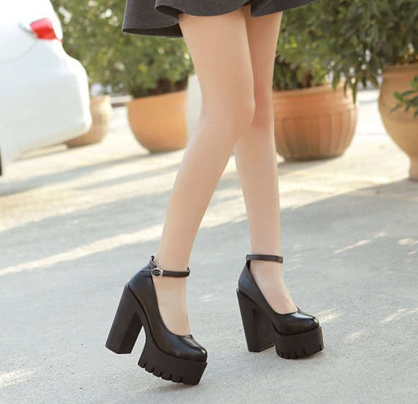 Thick Heeled Platform High Heel Shoes