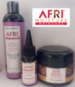 AFRI MOISTURE Scalp Treatment Shampoo, Hairline Treatment Oil and Anti-Breakage Hair Butter Set
