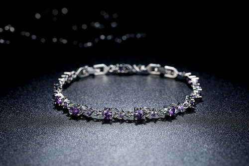 5 Colors Luxury Rose Gold Color Chain Link Bracelet for Women Ladies Shining AAA Cubic Zircon Crysta