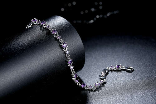 5 Colors Luxury Rose Gold Color Chain Link Bracelet for Women Ladies Shining AAA Cubic Zircon Crysta