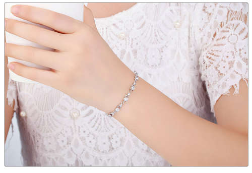 5 Colors Luxury Rose Gold Color Chain Link Bracelet for Women Ladies Shining AAA Cubic Zircon Crysta