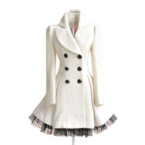 **LOWEST PRICE** Women's Twill Yarn Double-Breasted Woollen Coat