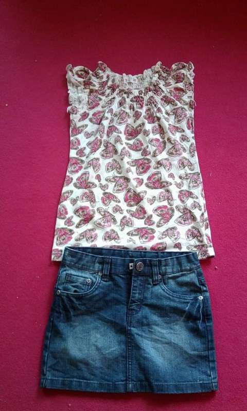 >>> SUPER OFFER CRAZY R1 START<<<Girls Tank Top + Jeans Skirt Size in set 7-8 years