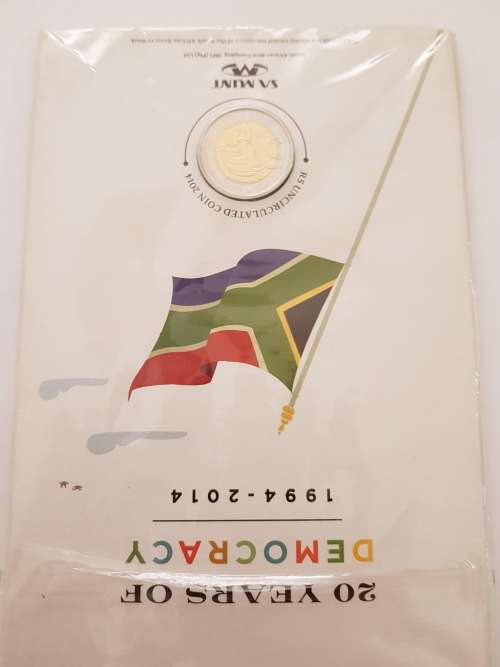 20 Years of Democracy R5 Bi-metal coin with R2 100 Yr Anniversary of the Union Buildings coin