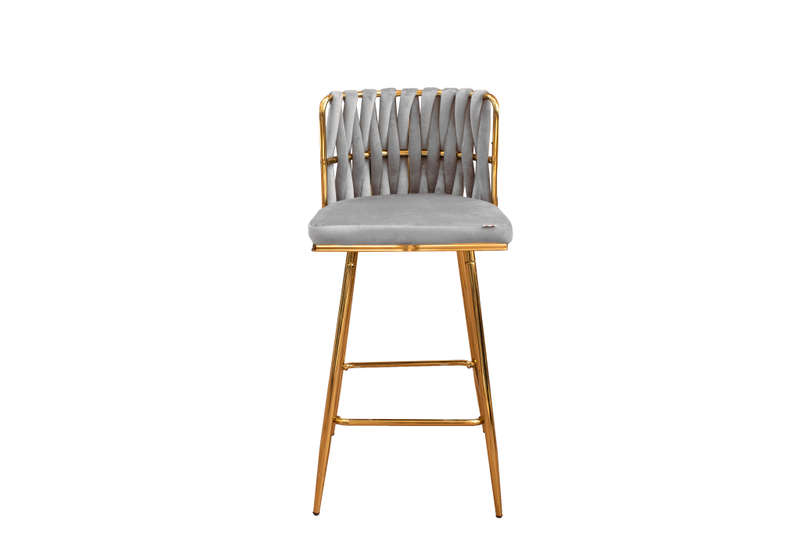 GOF Furniture - Zuri High Counter Velvet Bar Stool, Grey