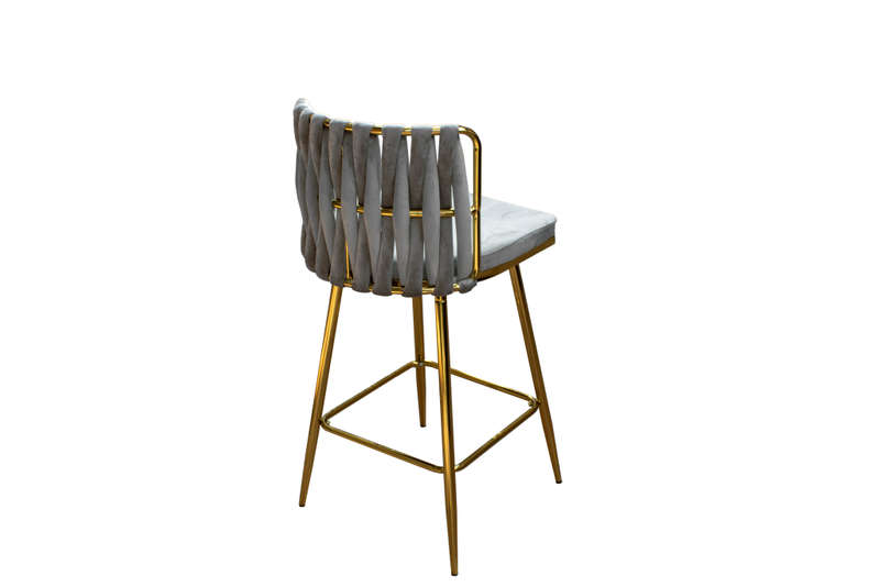 GOF Furniture - Zuri High Counter Velvet Bar Stool, Grey