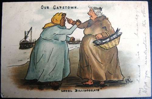 CAPE TOWN - 1904 EARLY VINTAGE POSTCARD - LOCAL BILLINGSGATE.