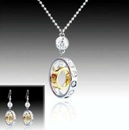 18K White Gold Plated Crystal Necklace and Earrings set.