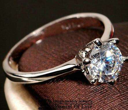 Italina brand 1PC 18K Real Gold Plated Classic design 1 carat 6mm simulated diamond ring