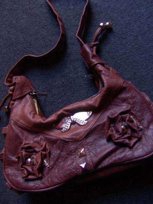 Ladies Brown Handbag + Free Scarf and Beaded Necklace