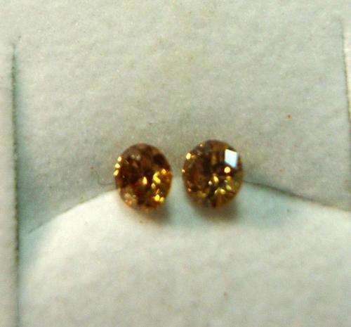 VERY SEXY PAIR OF GLEAMING TOP COGNAC/YELLOW DIAMONDS- 0.36 cts-CRAZY R1 AUCTION!