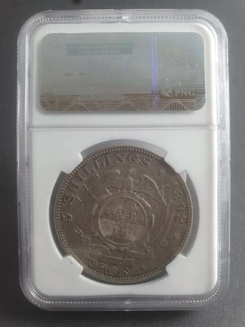 1892 ZAR NGC VF 35 KRUGER 5 SHILLING SINGLE SHAFT CROWN ********* NO RESERVE **********