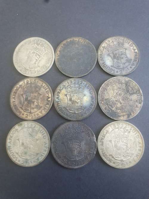 9 x 50% SILVER 63.63g of SILVER 2½ Shillings  50% Silver Content ****NO RESERVE**** R1 START BID