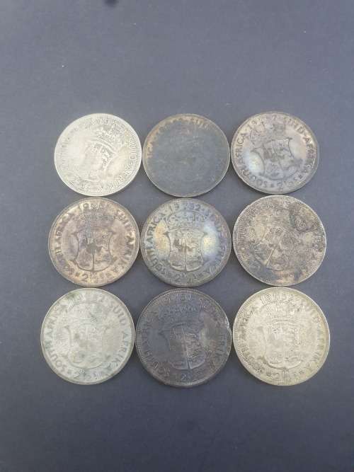 9 x 50% SILVER 63.63g of SILVER 2½ Shillings  50% Silver Content ****NO RESERVE**** R1 START BID