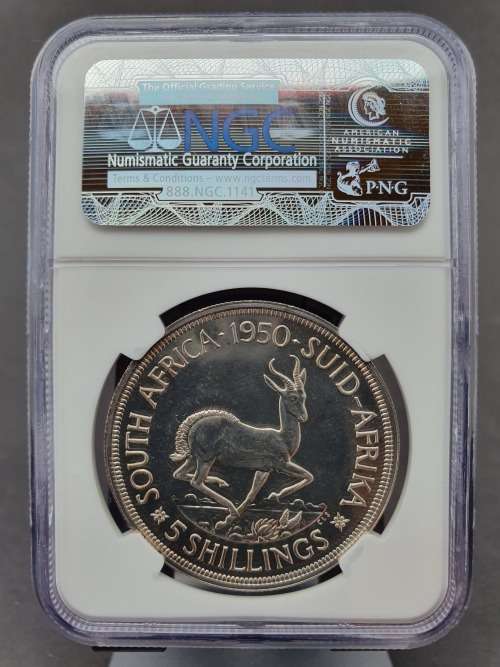 1950  S. Africa 5 Shillings Proof PF 65     ********* NO RESERVE ********** R1 START BID