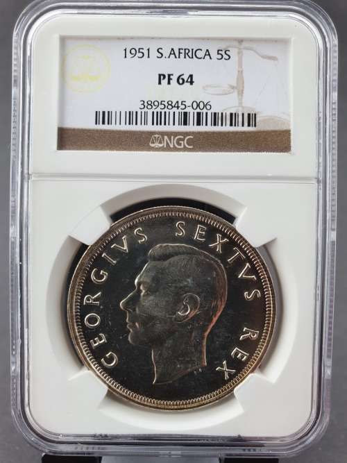1951  S. Africa 5 Shillings Proof PF 64     ********* NO RESERVE ********** R1 START BID