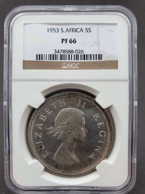 1953  S. Africa 5 Shillings Proof PF 66     ********* NO RESERVE ********** R1 START BID