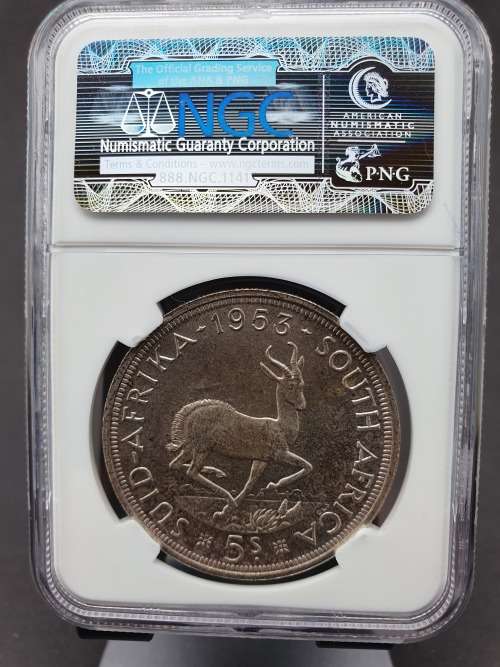 1953  S. Africa 5 Shillings Proof PF 66     ********* NO RESERVE ********** R1 START BID