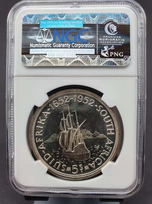 1952  S. Africa 5 Shillings Proof PF 66     ********* NO RESERVE ********** R1 START BID