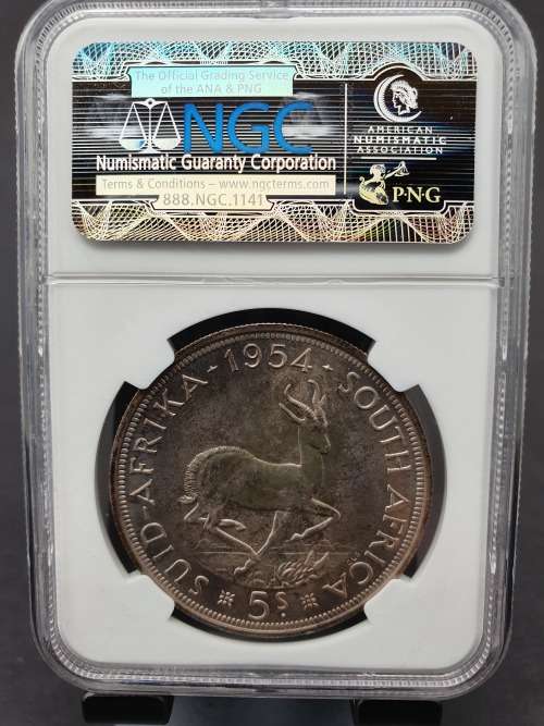 1954  S. Africa 5 Shillings Proof PF 66     ********* NO RESERVE ********** R1 START BID