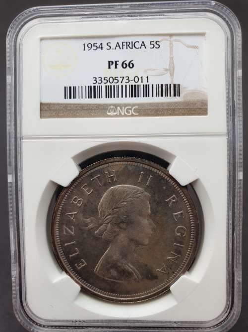 1954  S. Africa 5 Shillings Proof PF 66     ********* NO RESERVE ********** R1 START BID