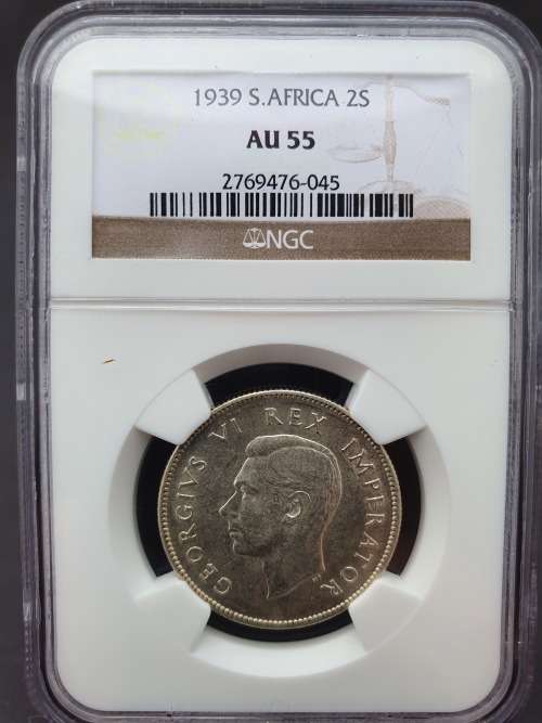 1939  S. Africa 2 Shillings AU 55     ********* NO RESERVE ********** R1 START BID