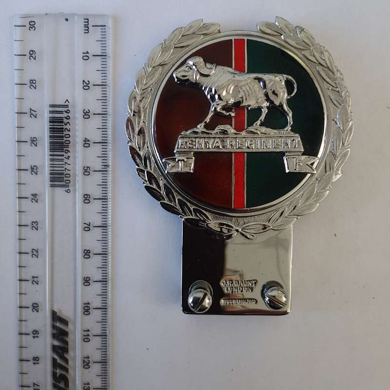 Super Rare Vintage J R Gaunt 1950/60s Metal and Enamel Tank Kenya Regiment Car Club Badge Emblem