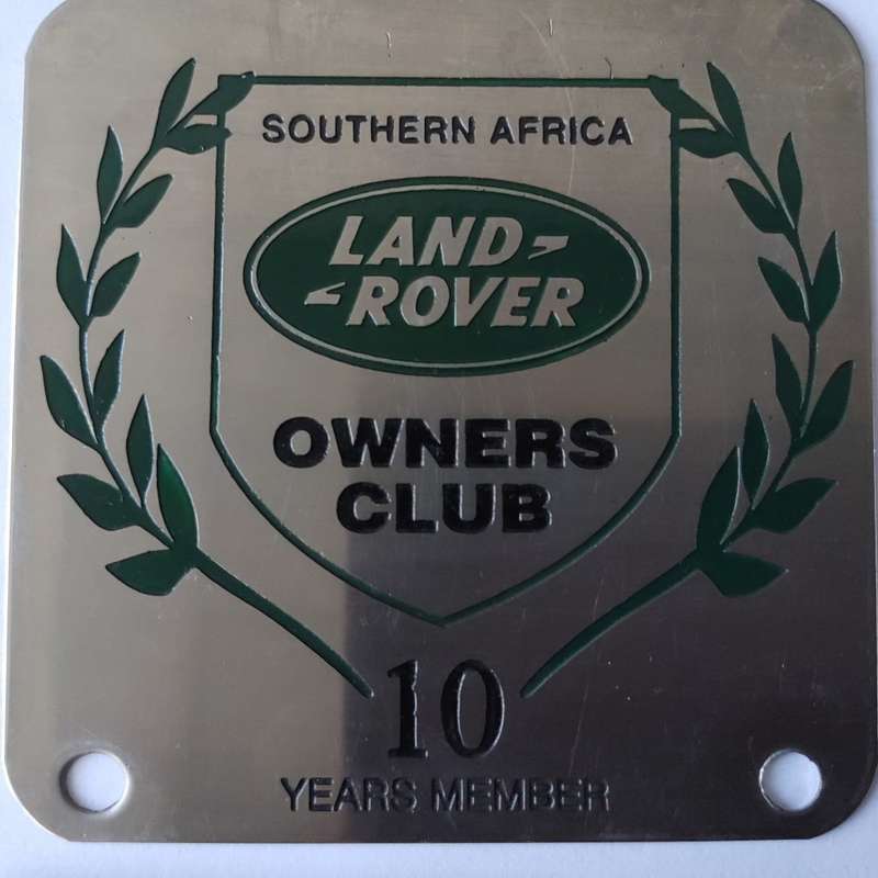 Land Rover Owners Club South Africa 10 Years Members Metal Badge
