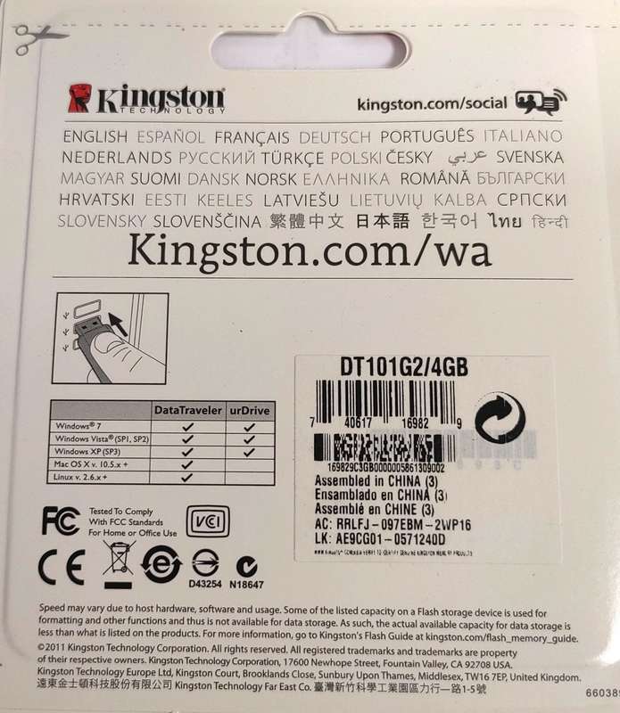Kingston 4gb USB Flash Drive DataTraveler 101